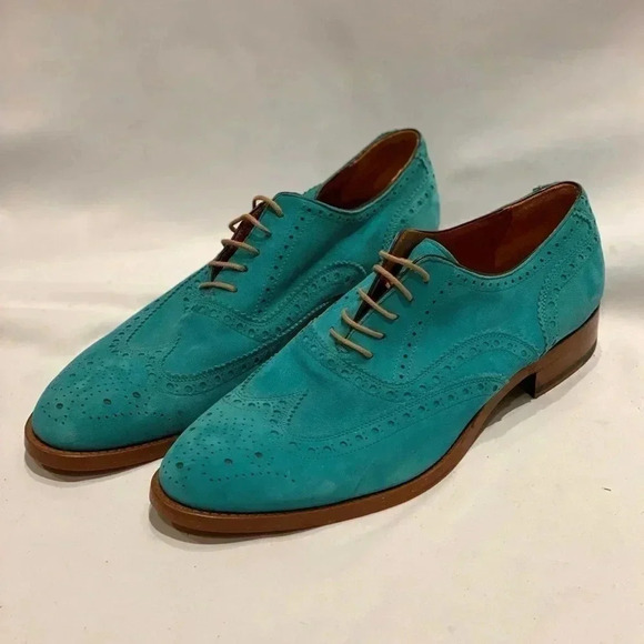 Antonio Maurizi Other - Antonio Maurizi Sea Green Suede Leather Turquoise Wingtip Oxford 42